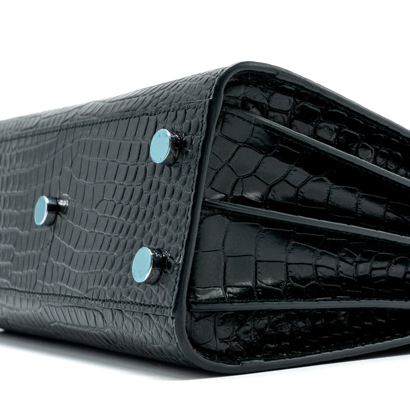 Saint laurent Sac De Jour Nano croc embossed calfskin dark green SHW