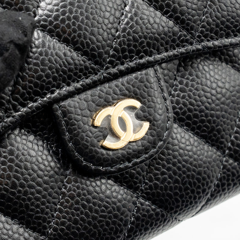 Chanel Small Classic Compact Wallet Caviar Black GHW (Microchip)