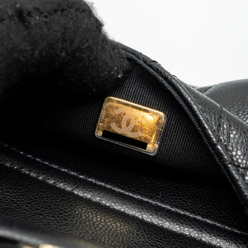 Chanel 23K triple pocket backpack caviar black LGHW (microchip)