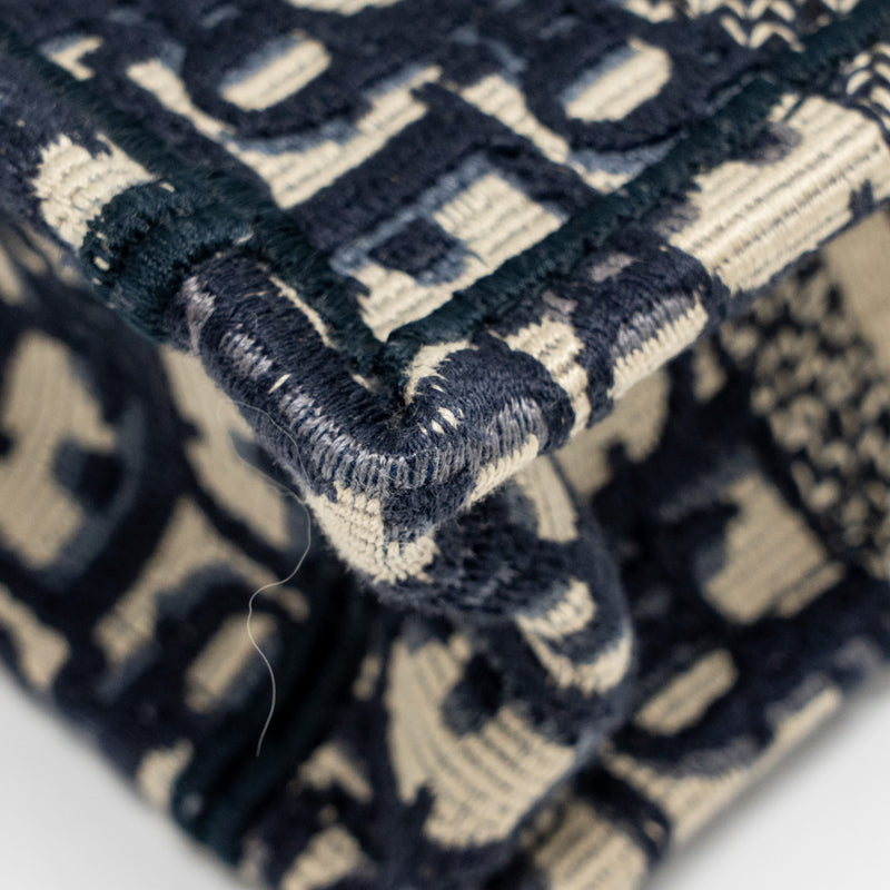 Dior Mini Book Tote Bag Blue Oblique Embriodery