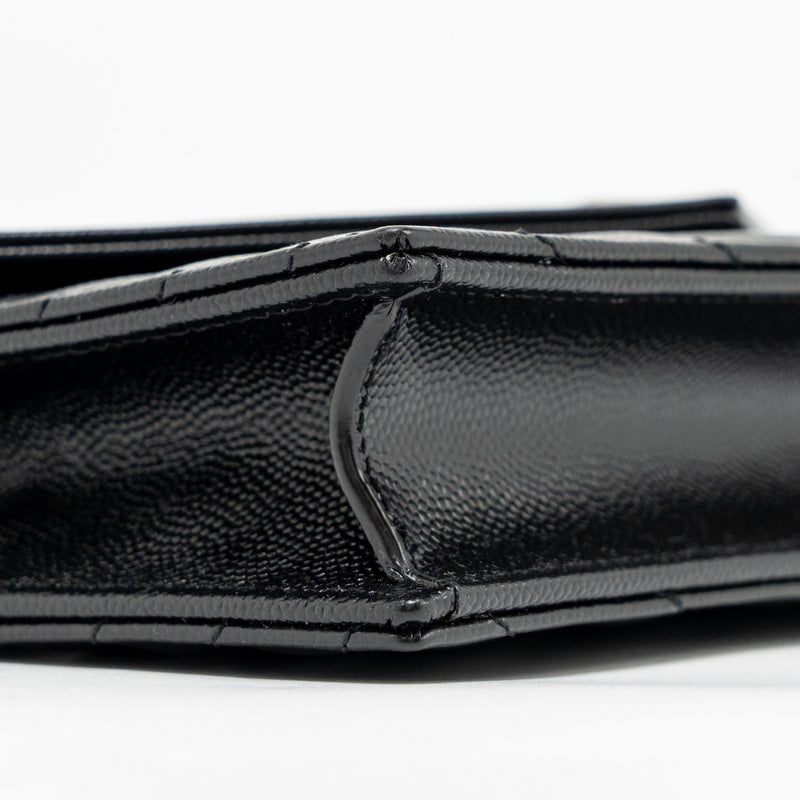 SAINT LAURENT/ YSL Envelope Chain Wallet Calfskin Black SHW