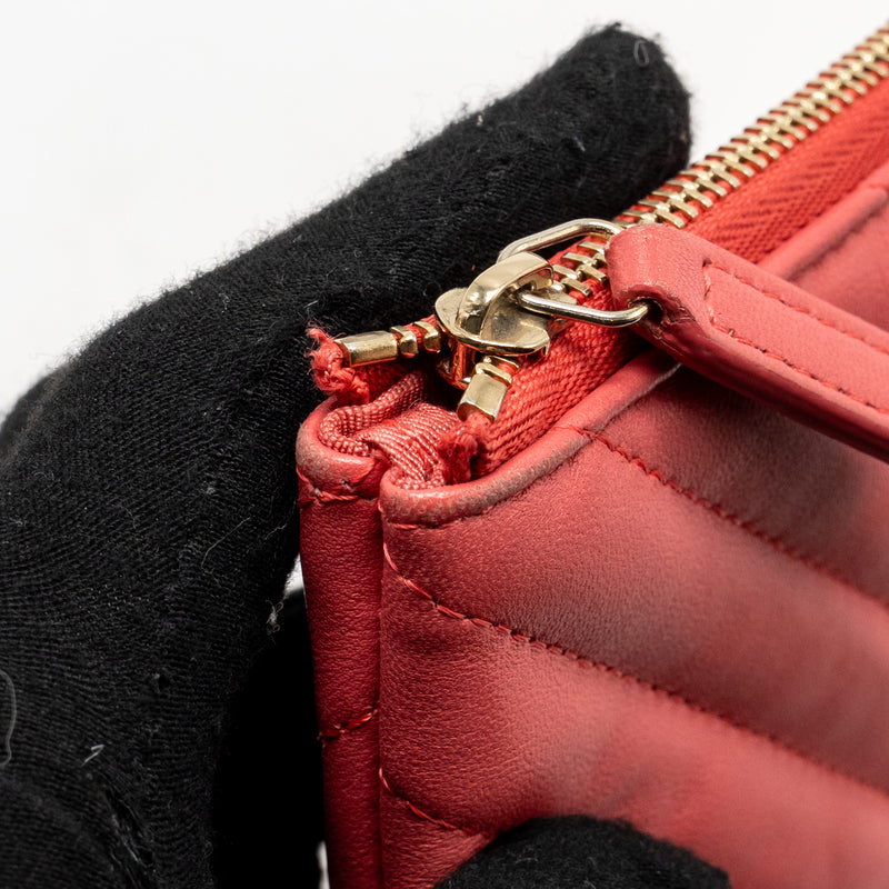 Chanel Chevron Clutch Lambskin Pink GHW