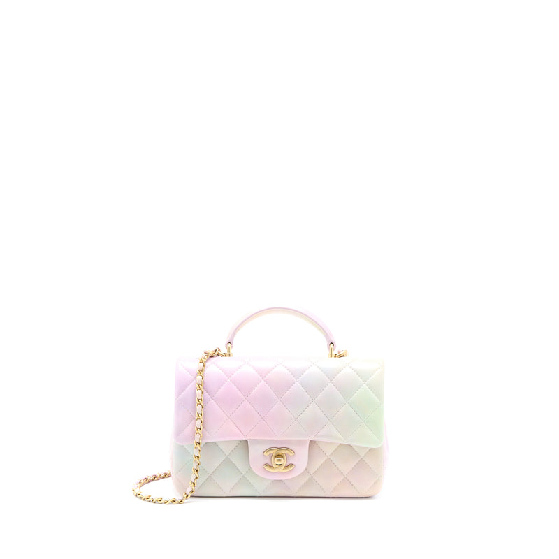 Chanel Top Handle Mini Rectangular Flap Ombré Multicolour Lambskin GHW (Microchip)