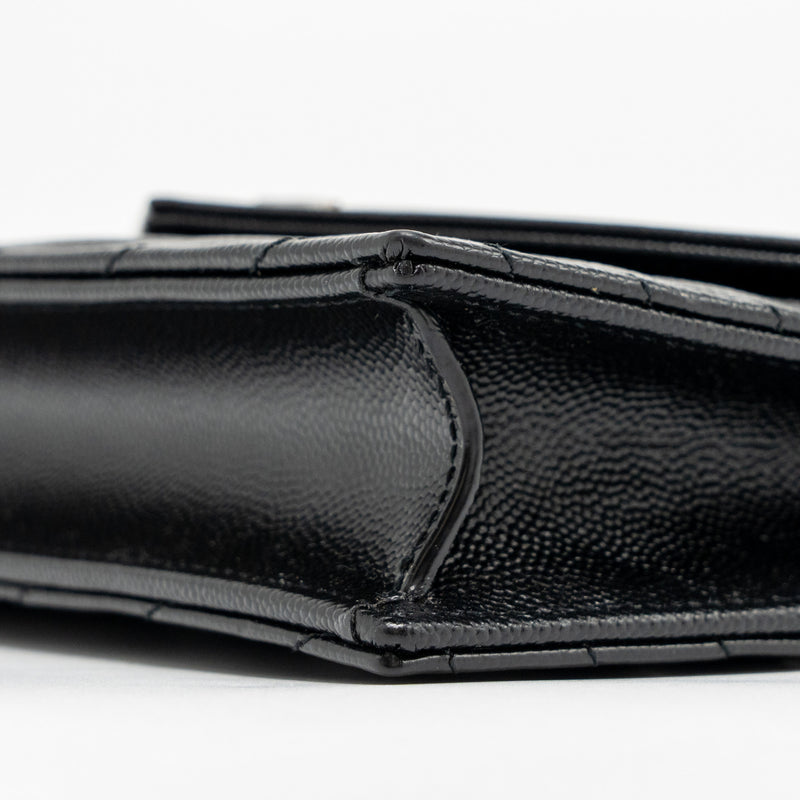SAINT LAURENT/ YSL Envelope Chain Wallet Calfskin Black SHW