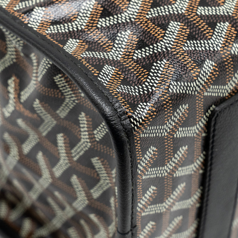Goyard Saint Leger Backpack Goyardline Canvas Black SHW