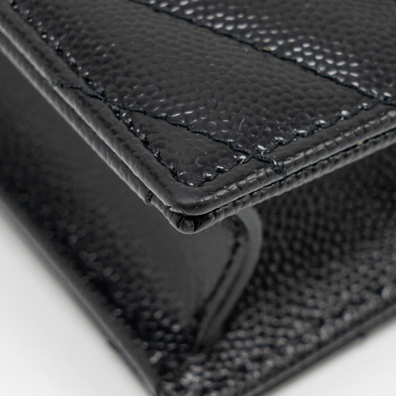 SAINT LAURENT/ YSL Envelope Chain Wallet Calfskin Black SHW