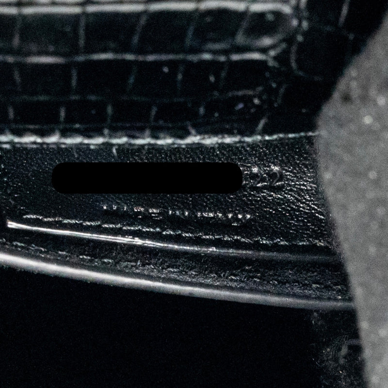 Saint Laurent/YSL Sunset Medium Crocodile-Embossed Calfskin SO Black
