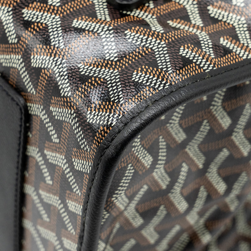 Goyard Saint Leger Backpack Goyardline Canvas Black SHW