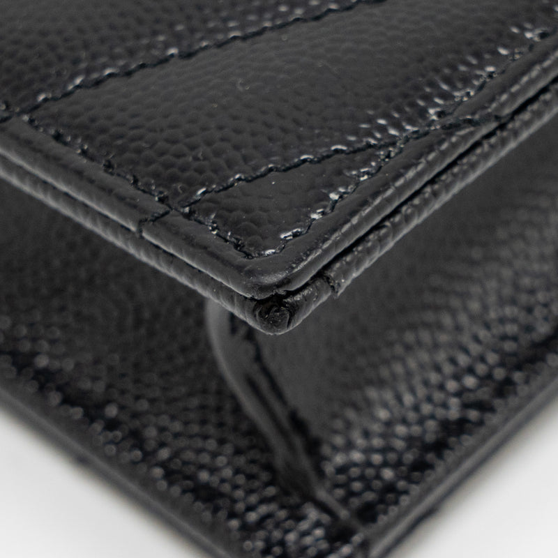 SAINT LAURENT/ YSL Envelope Chain Wallet Calfskin Black SHW