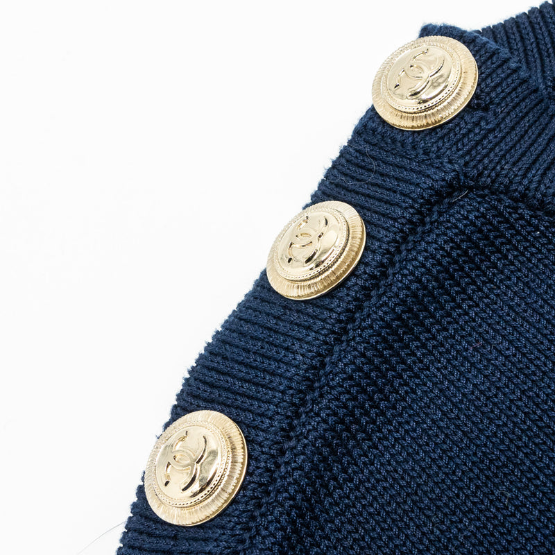 Chanel size 38 21C pullover knit sweater navy blue