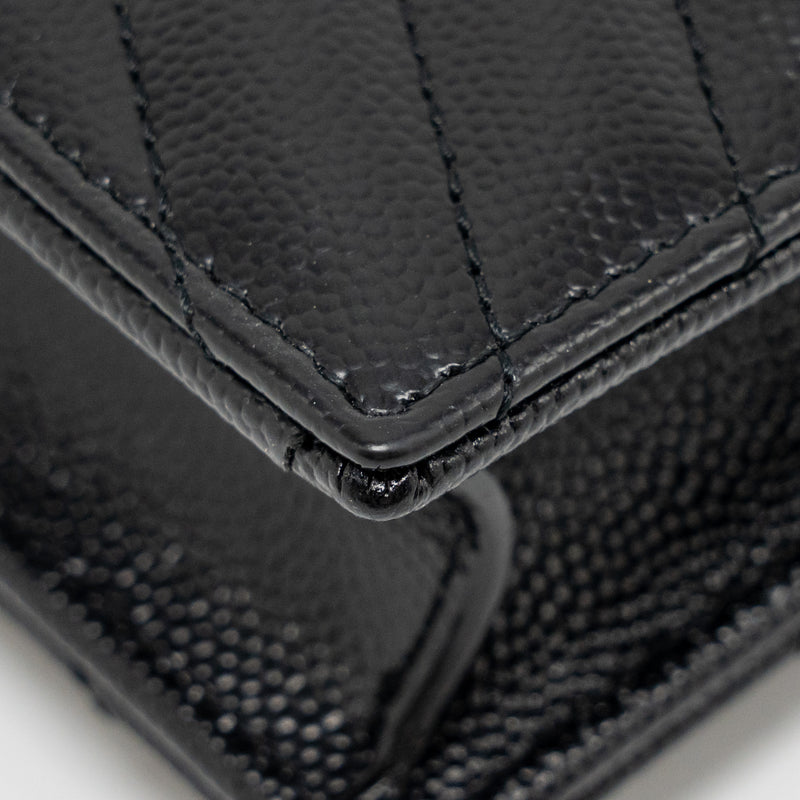 SAINT LAURENT/ YSL Envelope Chain Wallet Calfskin Black SHW