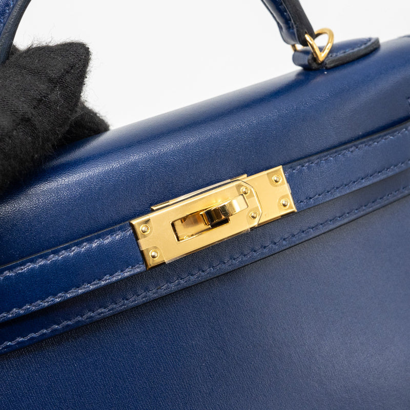 hermes mini kelly II box calfskin blue Saphir GHW stamp U