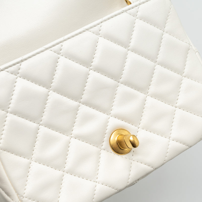 Chanel Pearl crush mini square flap bag lambskin white GHW (microchip)