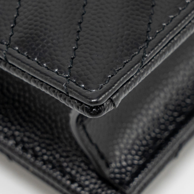 SAINT LAURENT/ YSL Envelope Chain Wallet Calfskin Black SHW