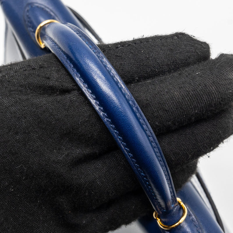hermes mini kelly II box calfskin blue Saphir GHW stamp U