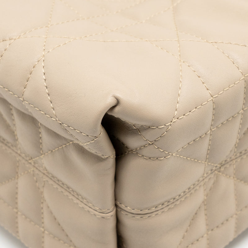 Dior Small Dior Toujours Vertical Tote Bag Macrocannage Calfskin Powder Beige LGHW