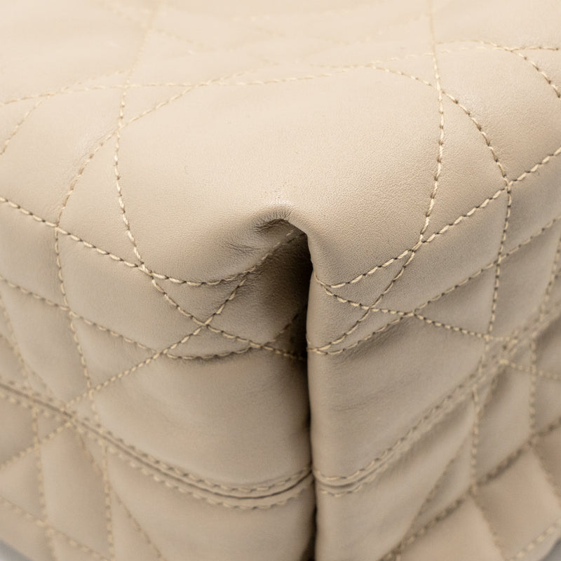 Dior Small Dior Toujours Vertical Tote Bag Macrocannage Calfskin Powder Beige LGHW