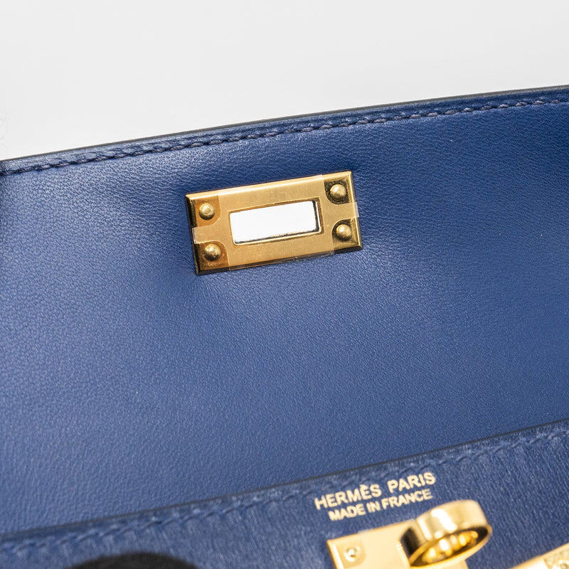hermes mini kelly II box calfskin blue Saphir GHW stamp U