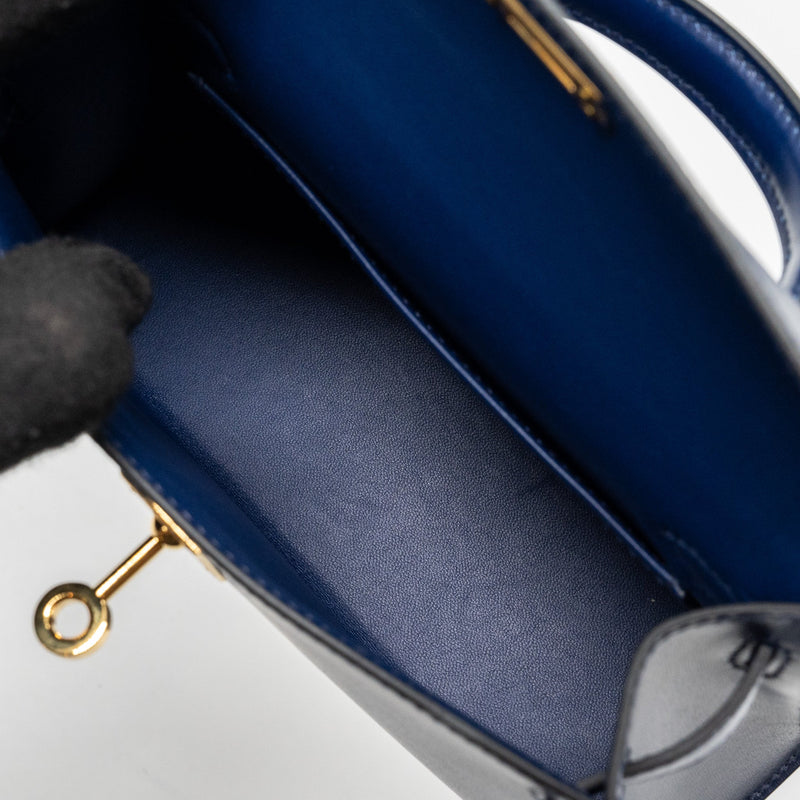 hermes mini kelly II box calfskin blue Saphir GHW stamp U
