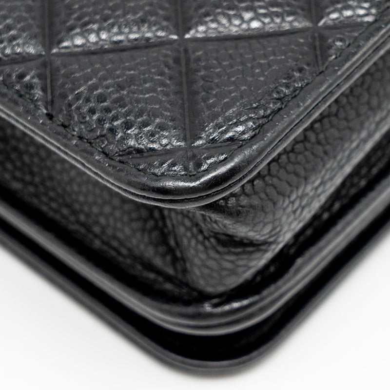 Chanel Quilted Diamond CC Logo Wallet On Chain Caviar Black SHW