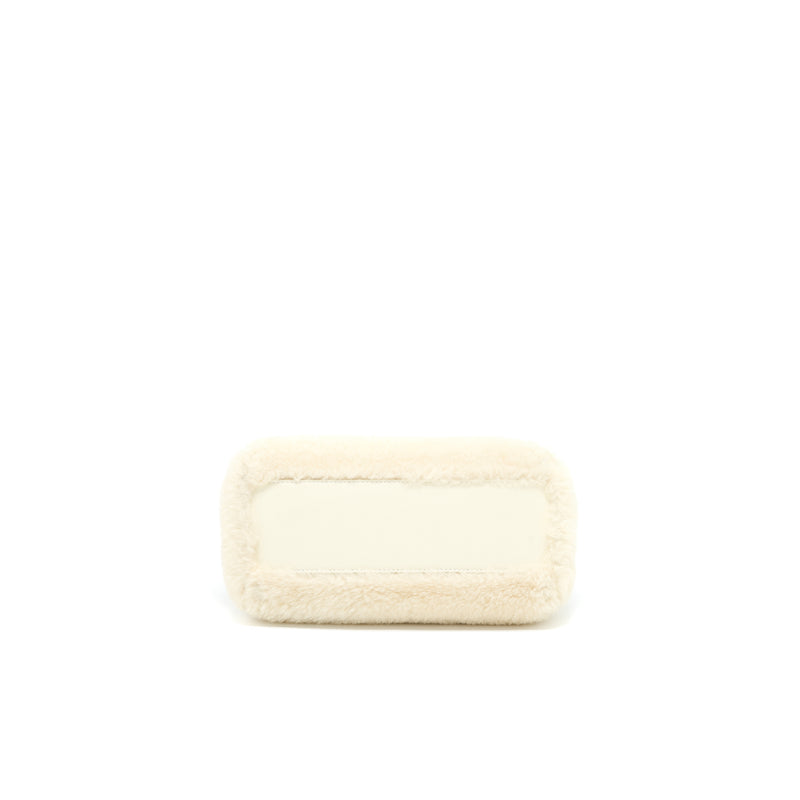 Fendi Mini Peekaboo Bag Montone Liscio Lambskin White GHW