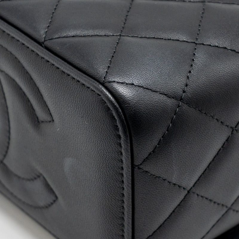 Chanel Top Handle Long Vanity Case with Chain Lambskin Black LGHW (microchip)