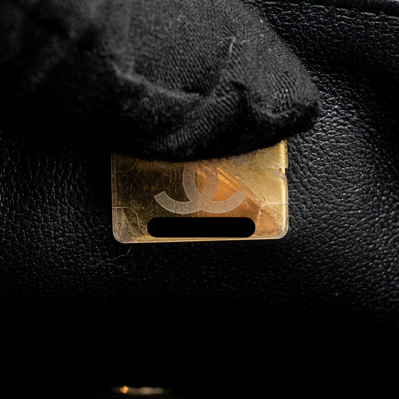 Chanel Mini Square Flap Bag Lambskin Black LGHW (Microchip)