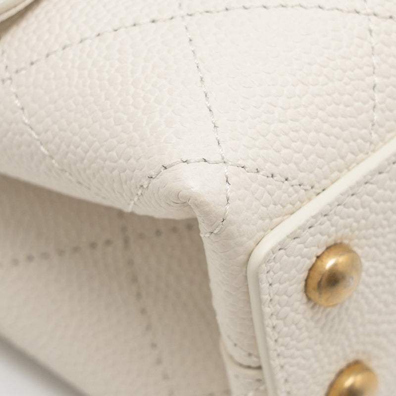 Chanel Chic Affinity Top Handle Flap Bag Caviar White GHW