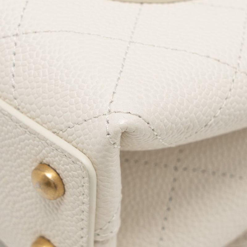 Chanel Chic Affinity Top Handle Flap Bag Caviar White GHW