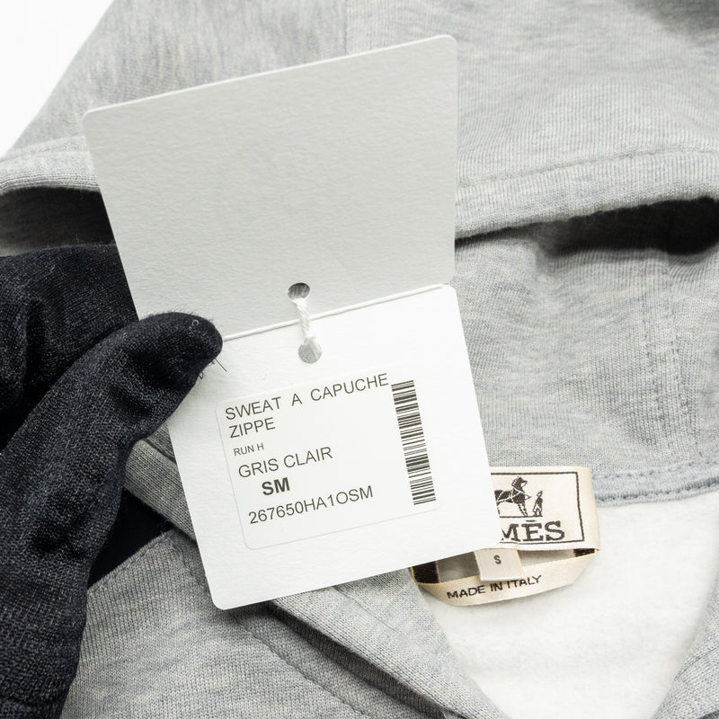 Hermes size S “run H” zipped hoodie grey/ black