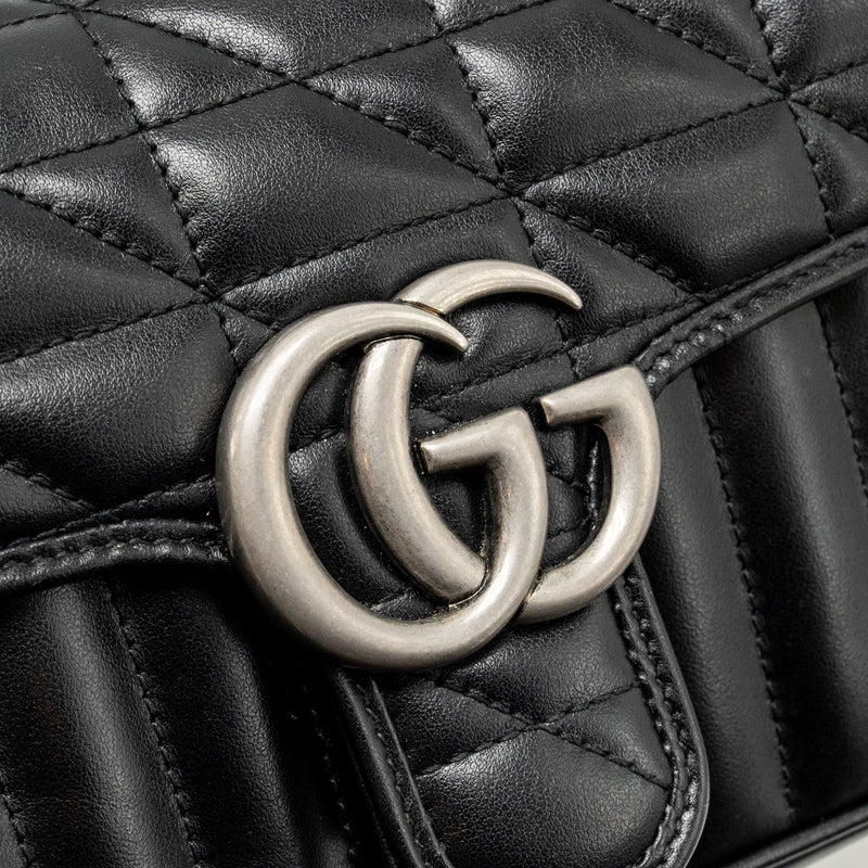 Gucci Mini GG Marmont Shoulder Bag Calfskin Black SHW