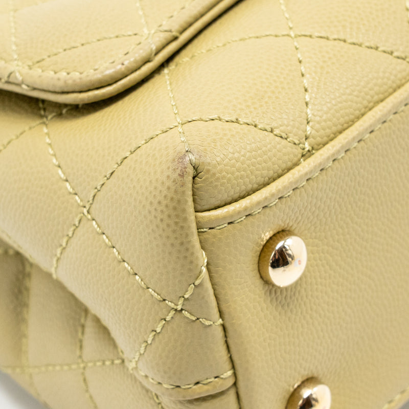 Chanel Mini Coco Handle Caviar Light Green LGHW (microchip)