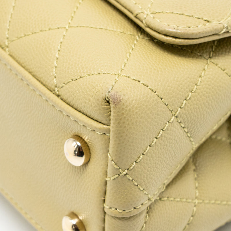 Chanel Mini Coco Handle Caviar Light Green LGHW (microchip)