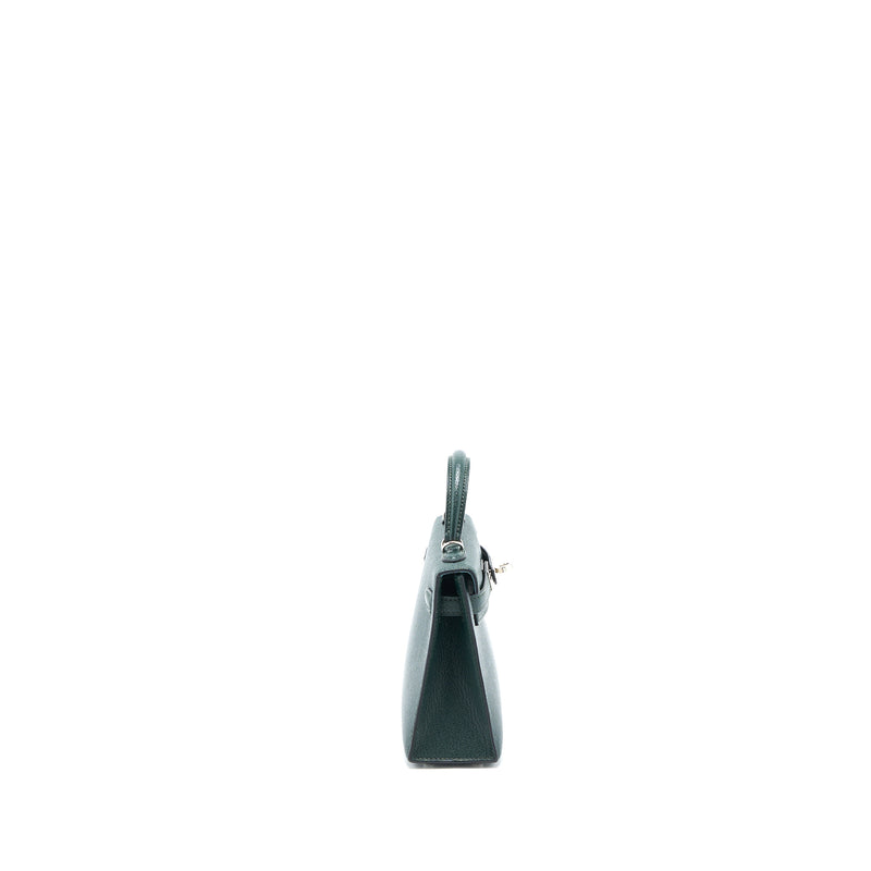 Hermes Mini Kelly II Chevre Mysore Vert Titien/Bleu Atoll SHW Stamp Y
