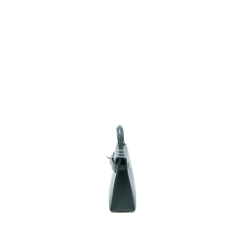 Hermes Mini Kelly II Chevre Mysore Vert Titien/Bleu Atoll SHW Stamp Y