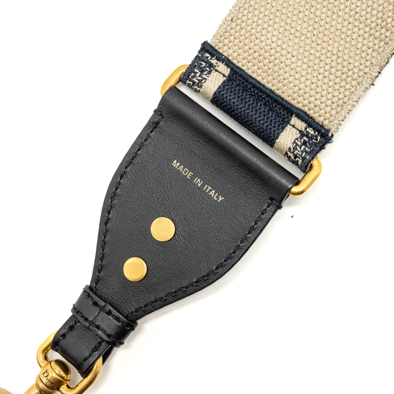Dior Shoulder Strap Oblique Canvas Black/ Navy GHW