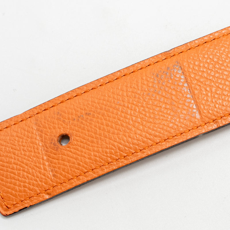 Hermes Size 90 32MM H Striee Belt Buckle & Reversible Leather Strap GHW Stamp Square P