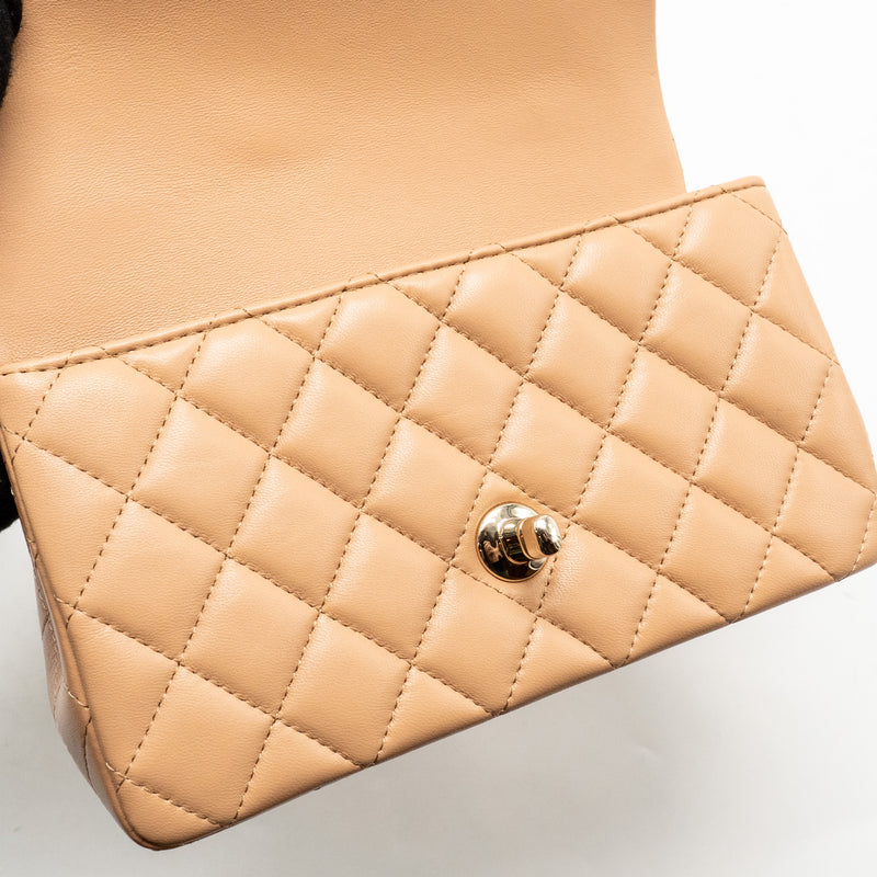 Chanel Top Handle Mini Rectangular Lambskin Beige LGHW (Microchip)