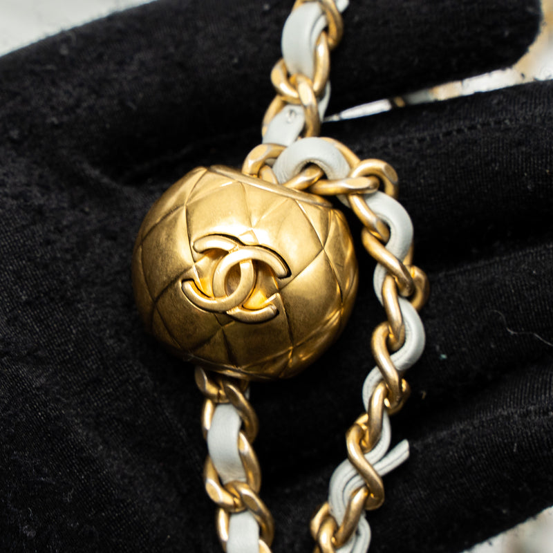 Chanel Pearl Crush Hobo Bag Lambskin Light Grey Brushed GHW (Microchip)