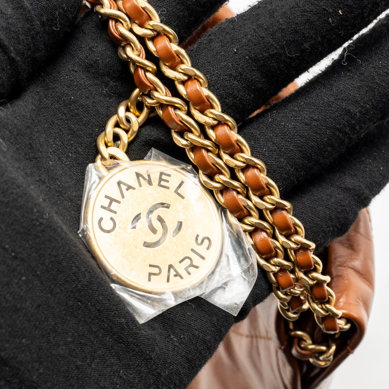 Chanel Mini 22 Bag Shiny Calfskin Caramel GHW (Microchip)