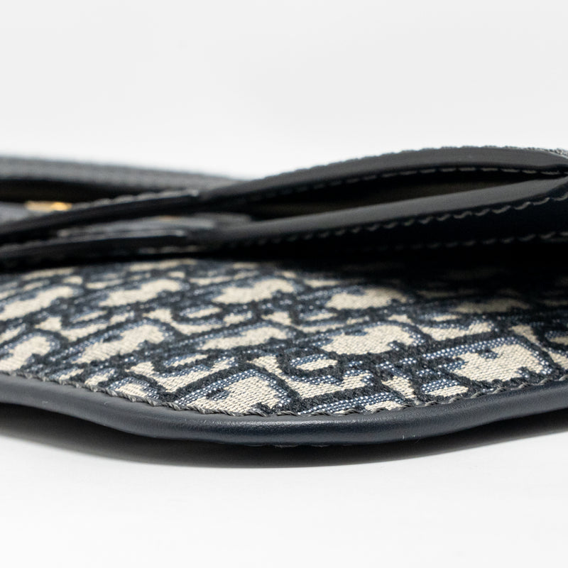 Dior Folder Clutch Oblique Canvas/Calfskin Blue GHW