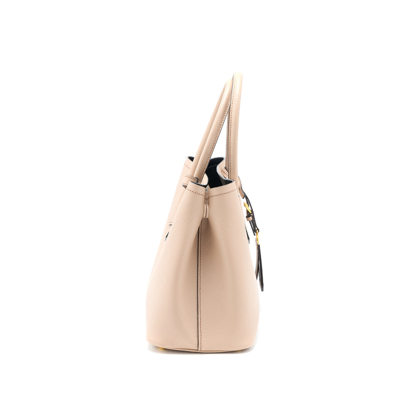 Prada Saffiano Cuir Tote Bag Calfskin Cammeo/Nero GHW