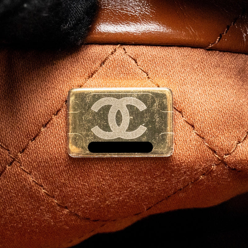 Chanel Mini 22 Bag Shiny Calfskin Caramel GHW (Microchip)
