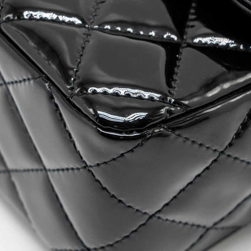 Chanel mini rectangular flap bag patent leather black LGHW