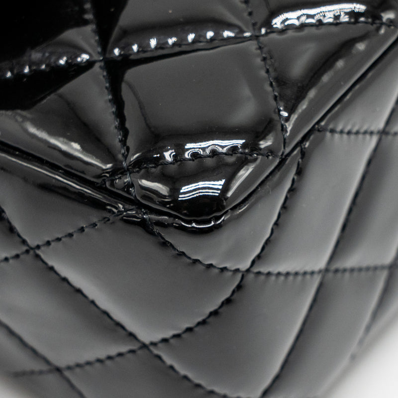 Chanel mini rectangular flap bag patent leather black LGHW
