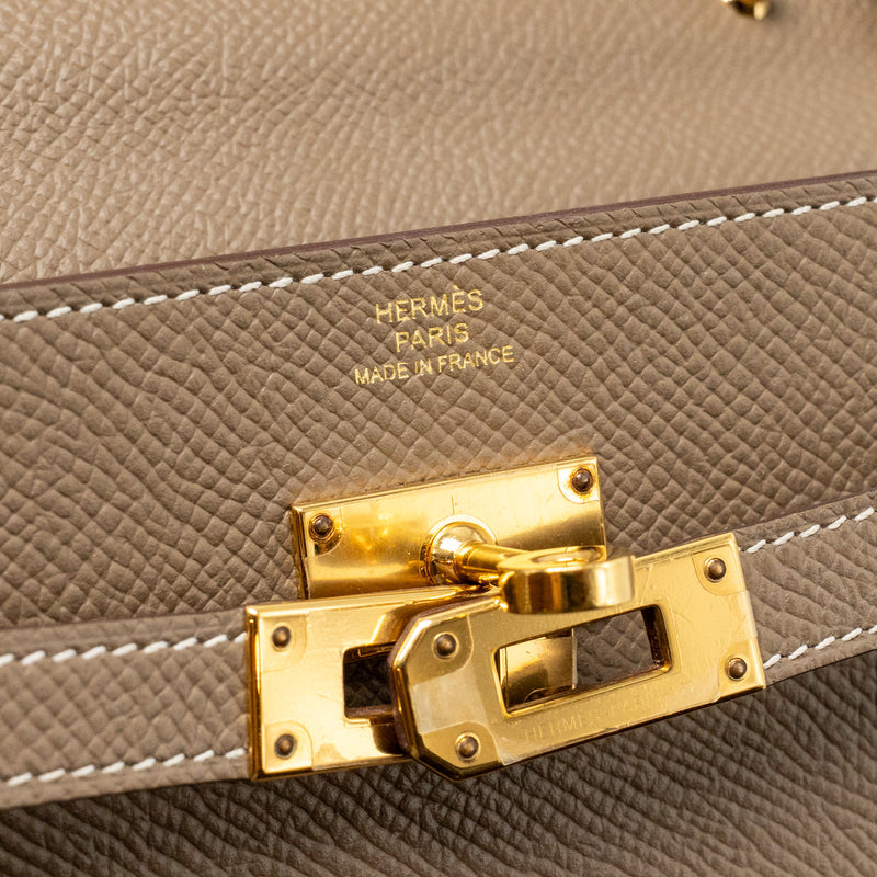 Hermes Kelly To Go Epsom Etoupe GHW Stamp U