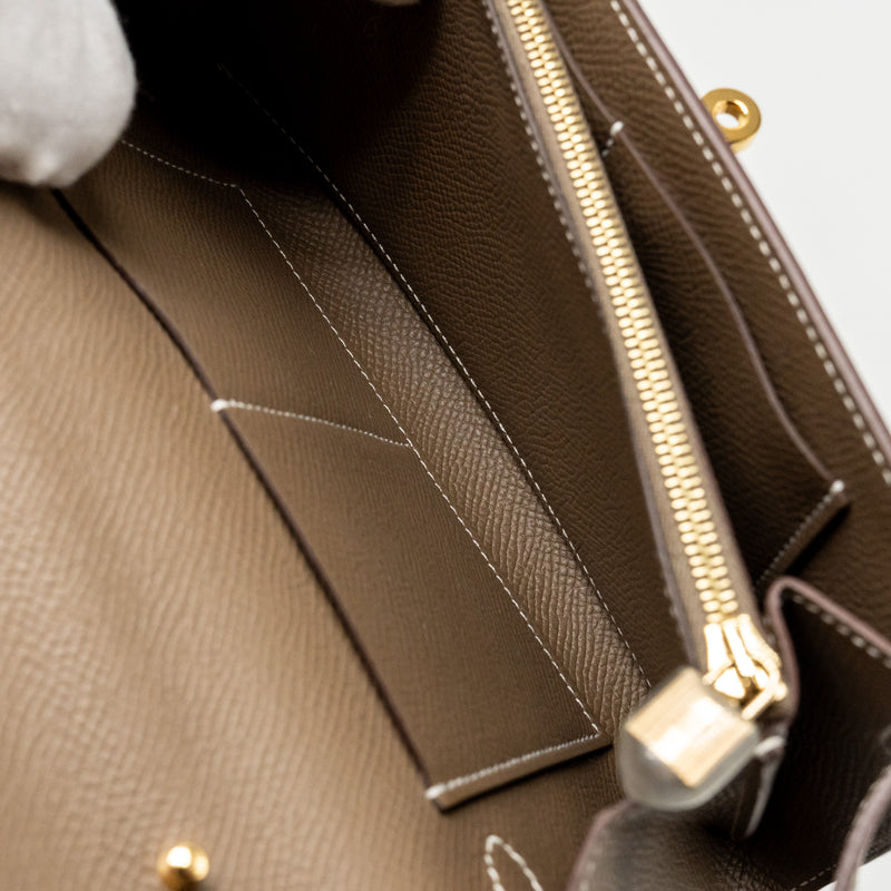 Hermes Kelly To Go Epsom Etoupe GHW Stamp U