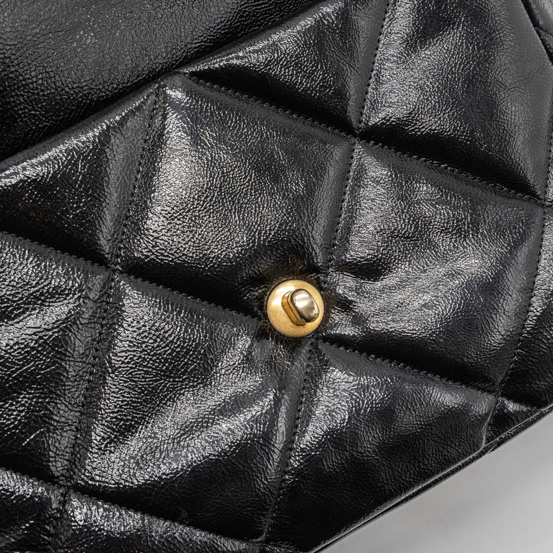 chanel medium 19 bag shiny calfskin black multicolour hardware