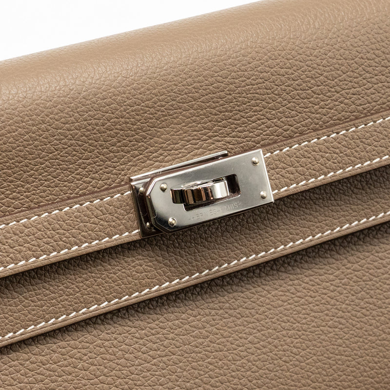 Hermes Kelly to Go Evercolor Etoupe SHW Stamp W