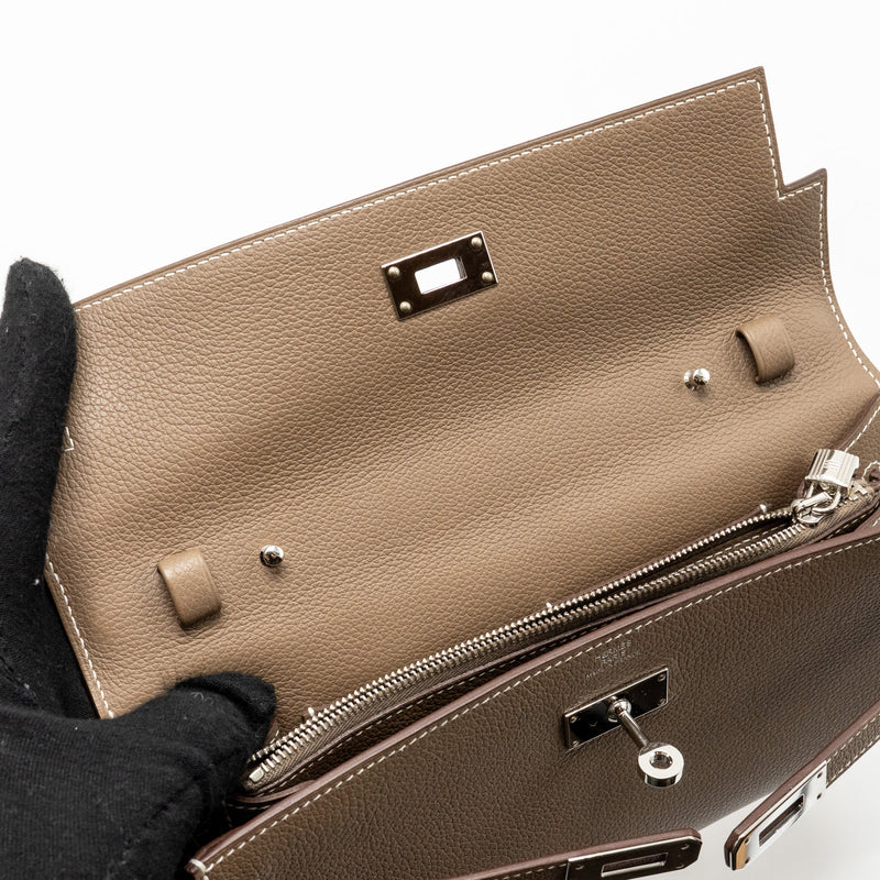Hermes Kelly to Go Evercolor Etoupe SHW Stamp W